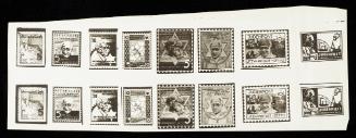 Various Lodz Ghetto postage stamps - strip of 8 stamps (2 strips on sheet)