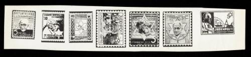 Various Lodz Ghetto postage stamps - strip of 7