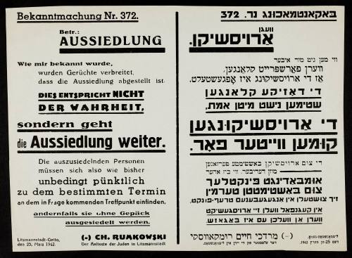 Announcement No. 372: Concerning resettlement