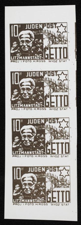 Lodz Ghetto postage stamp 10pf - 4 stamps (of Chaim Rumkowski) 
