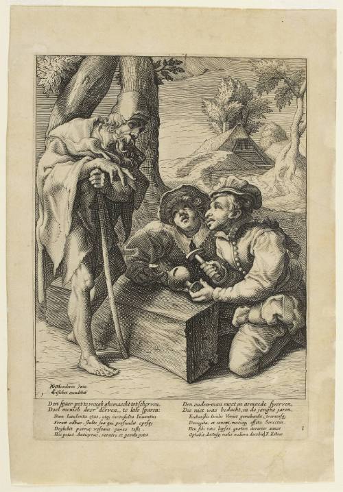 Do not Spend Your Savings too Soon, Plate no. 1 from a Series of Proverbs after Karel van Mander