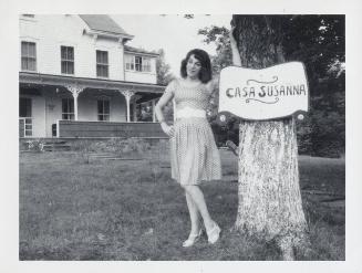 [Susanna by the Casa Susanna sign, Hunter, NY]
