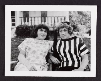 [Audrey and Gail sitting outside, Chevalier d’Éon, Hunter, NY]
