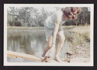 [Susanna coming out of the pond, Casa Susanna, Hunter, NY]
