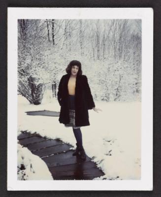[Susanna outside in winter, Casa Susanna, Hunter, NY]
