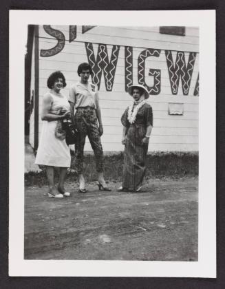 [Vicki, Carlene and Gail standing outside, Chevalier d’Éon, Hunter, NY]
