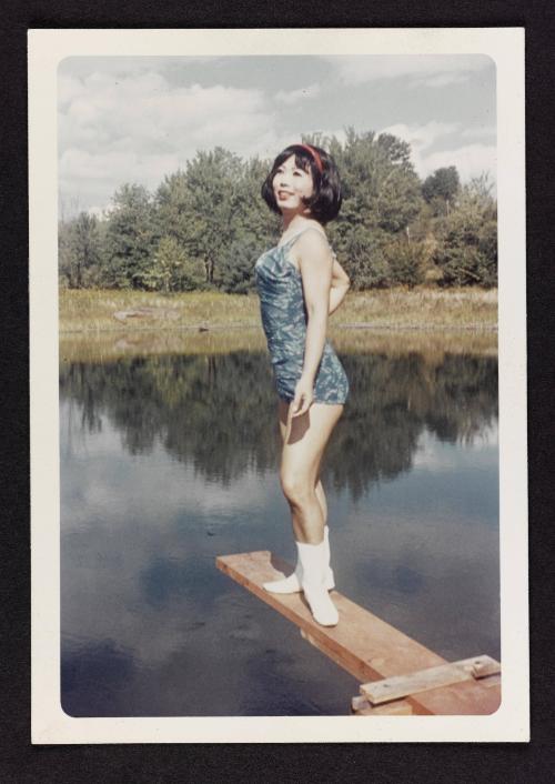 [Lili on the diving board, Casa Susanna, Hunter, NY]

