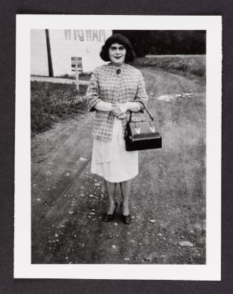 [Audrey standing outside, Chevalier d’Éon, Hunter, NY]
