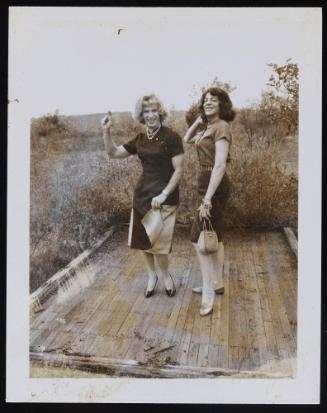 [Susanna and Jody posing outside, Hunter, NY]

