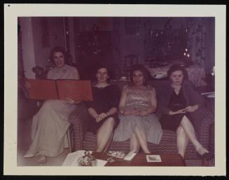 [Avi, Marie and two friends sitting on a couch, Casa Susanna, Hunter, NY]
