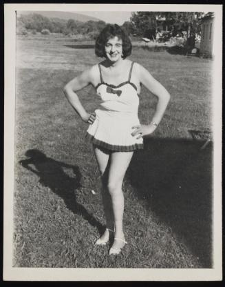 [Vicki in a swimsuit, Chevalier d’Éon, Hunter, NY]
