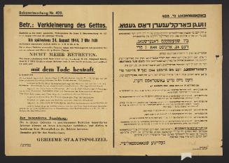 Announcement No. 428: Concerning the size reductions of the ghettos