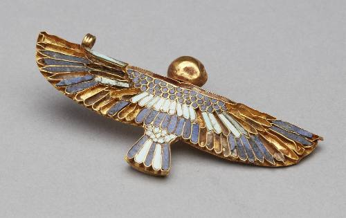 Gold and Enamel Ba Bird Pectoral