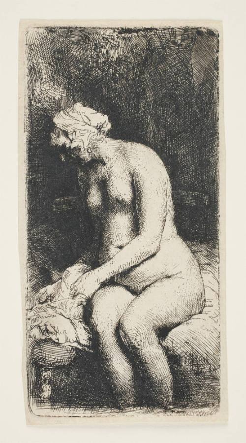 Woman Bathing her Feet at a Brook