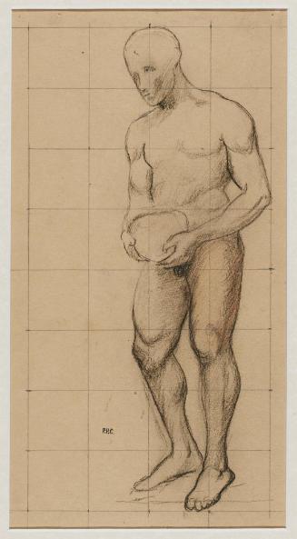 Nu masculin tenant un pot