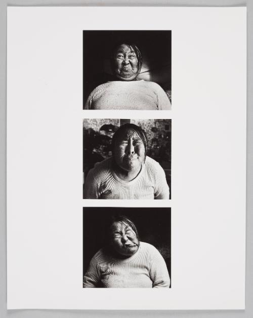 Mary Edetoak making faces (3 negs/one print)