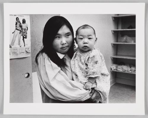 Girl and baby, day care centre, Cambridge Bay
