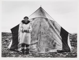 Gemma Unalerk and mailbag tent, Netsilik River