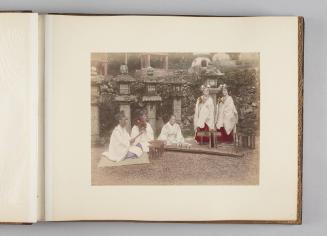 [Shinto priests and miko (shrine maidens) at Kasuga Shrine, Nara]   from Views of Kobe, Kioto...