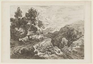 A Mountainous Landscape with a Herdsman and Cows