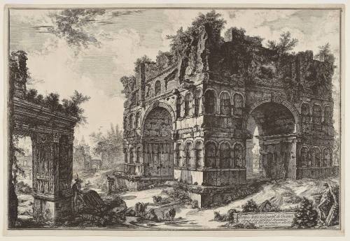 The so-called Temple of Janus. [Arch of Janus Quadrifrons.] A. So-called Arch of the Argentari [or Money-changers]...from the Vedute di Roma (Views of Rome)