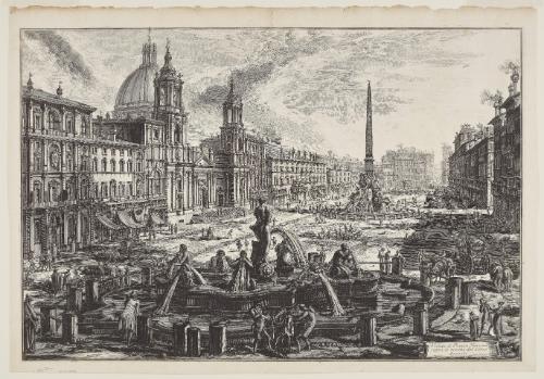 View of Piazza Navona above the ruins of the Circus Agonalis [Circus of Domitian] from the Vedute di Roma (Views of Rome)