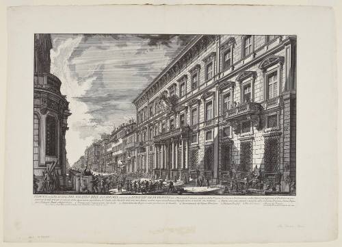 View along the Via del Corso of the Palazzo dell'Accademia established by Louis XIV, King of France for French students of Painting, Sculpture and Architecture...from the Vedute di Roma (Views of Rome)