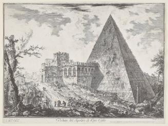 View of the pyramidal Tomb of Cestius from the Vedute di Roma (Views of Rome)