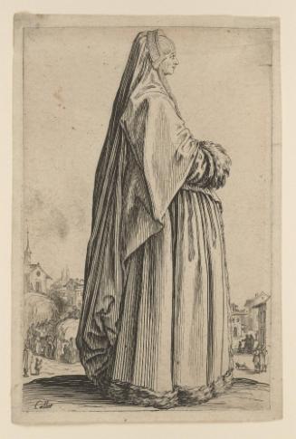 La Dame Coiffee d'un grand voil et a la Robe bordee de foumire