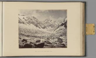 Valley and Snowy Peaks below the Neela Pass   from Himalayas