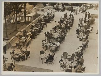 Visitors enjoy coffee on a terrace at the Lido, Venice